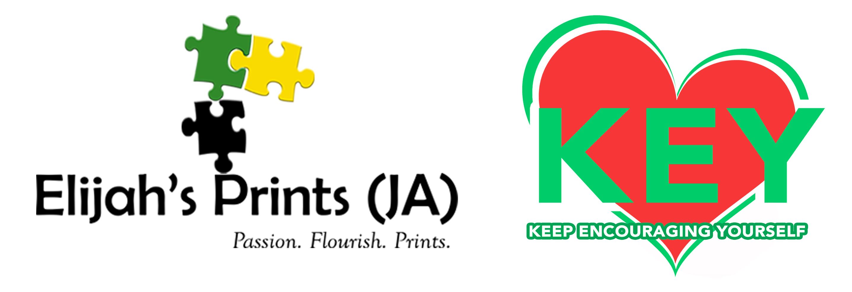 Elijah's Prints JA and Keep Encouraging Yourself combined brand logo